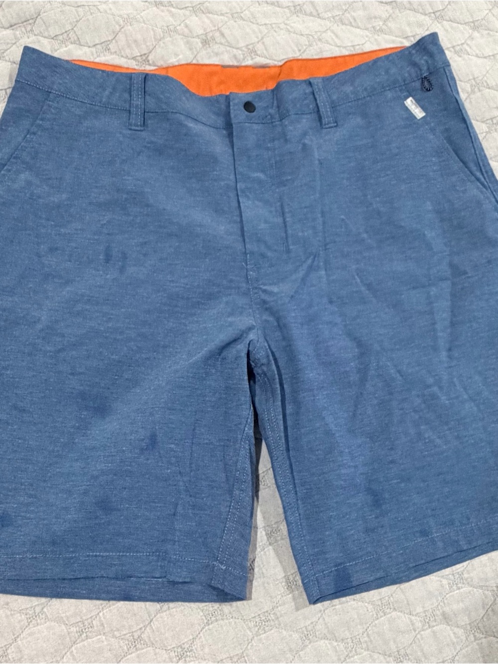 Quiksilver Men's Blue Shorts with Orange Waistband